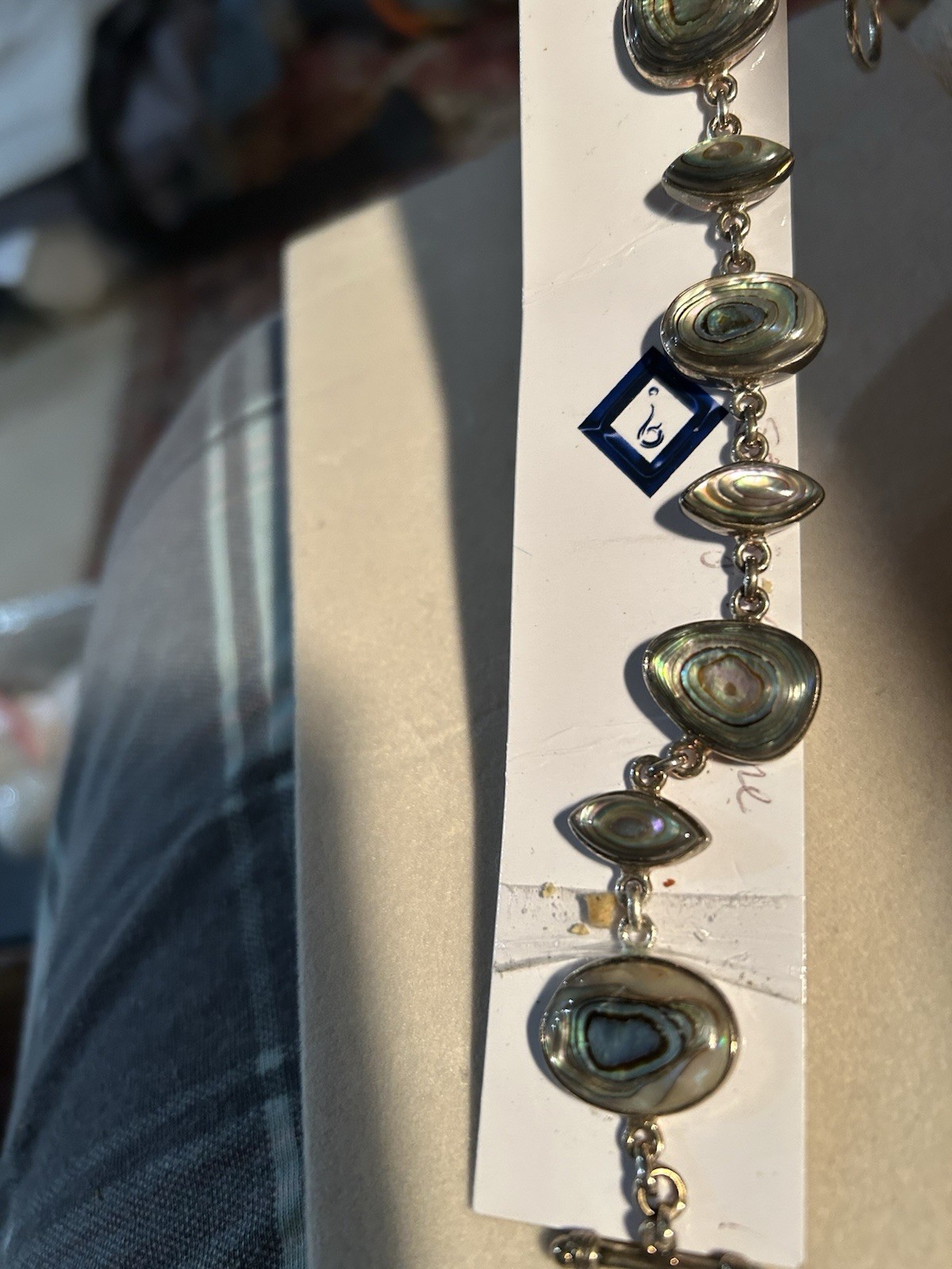 Abalone & Sterling Silver Bracelet handmade in Thailand Stunning!