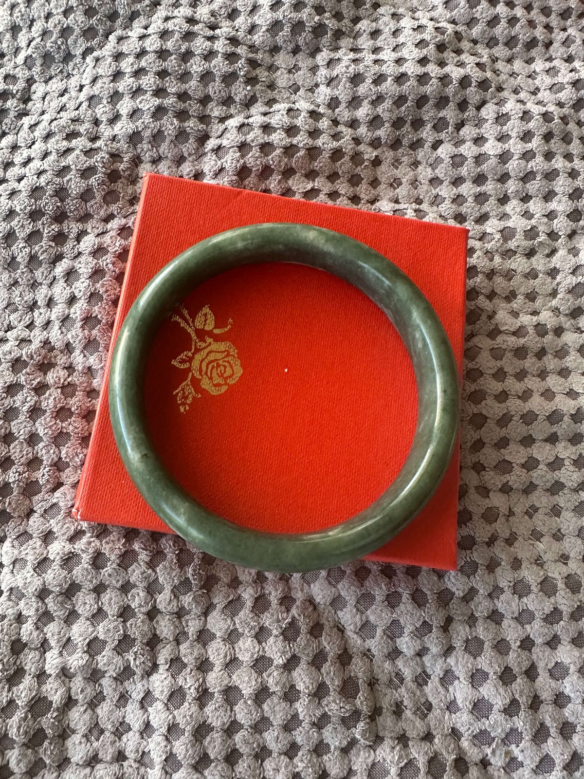 Gorgeous Dark Green Real Jade Bracelet Bangle Taiwan Wealth Good Fortune Luck RX