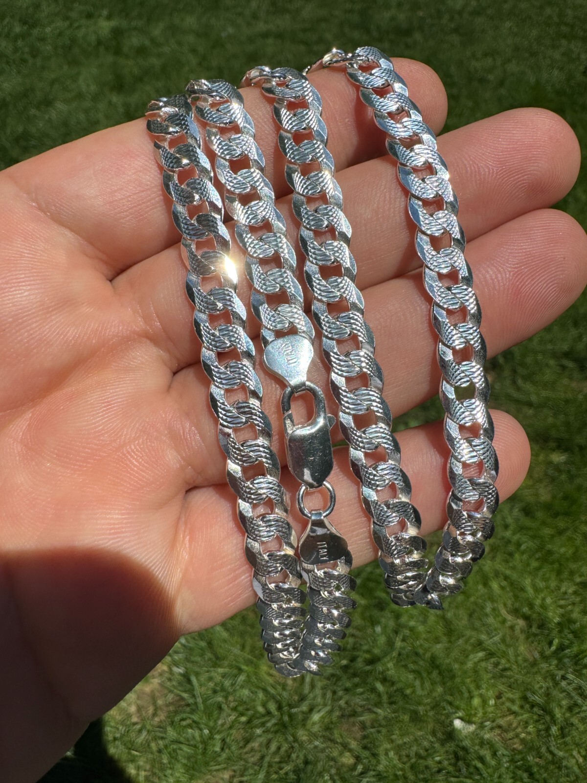 Men’s Diamond Cut Miami Cuban Link Chain Solid 925 Sterling Silver 8mm Italy