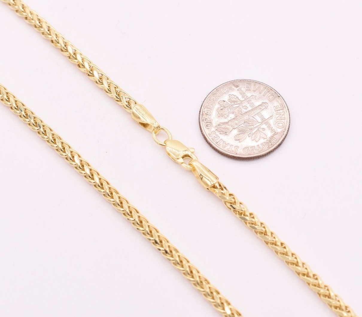Semi-Solid Diamond Cut Round Franco Necklace Chain 14K Solid Yellow Gold 2.7mm
