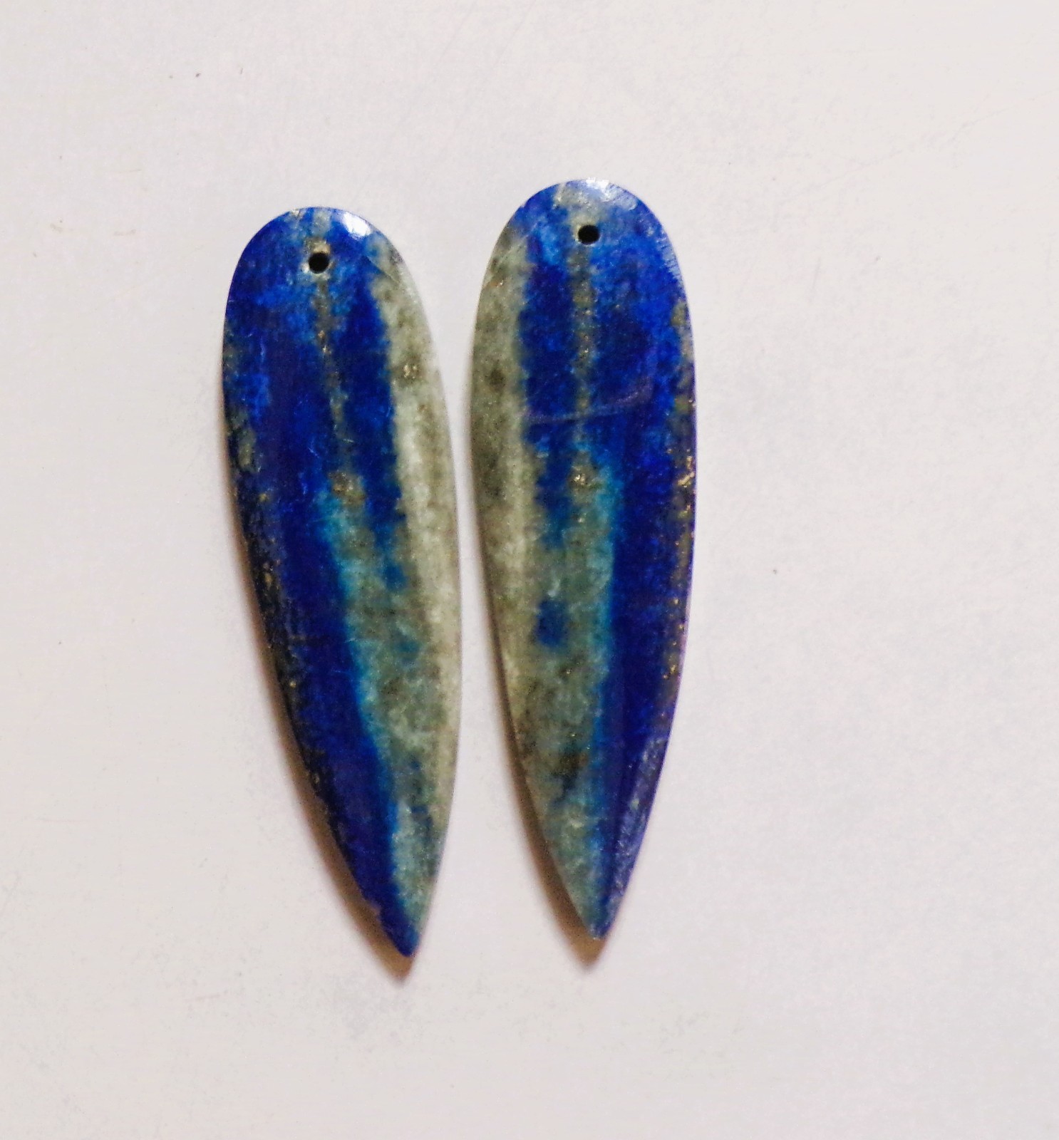 56.55 Cts Natural Lapis Lazuli Drilled Cabochon Match Pair Gemstone 49X14MMDE-72