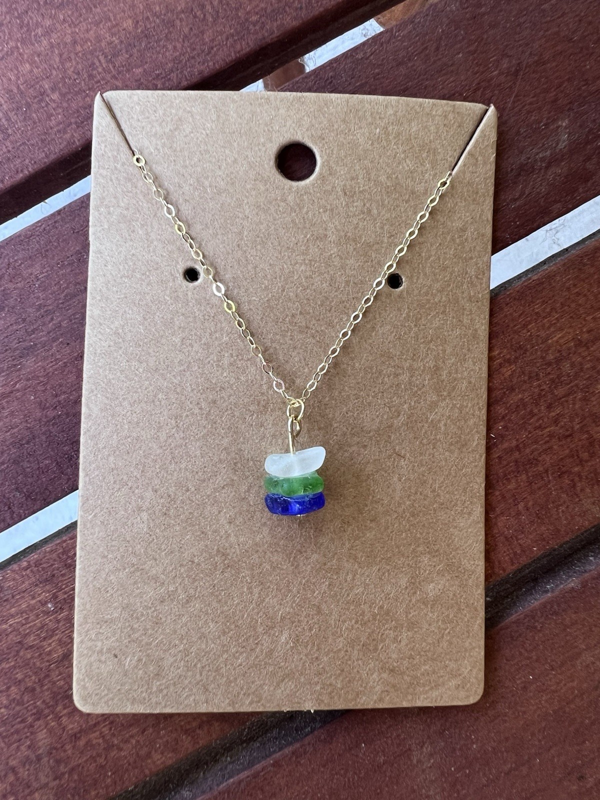 Lake Michigan Beach Glass Necklace on 14k Gold Chain (16 Inches) Handmade