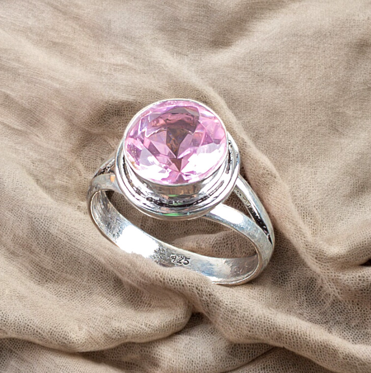 Classy Pink Kunzite Gemstone 925 Sterling Silver Handmade Jewelry Ring All Size