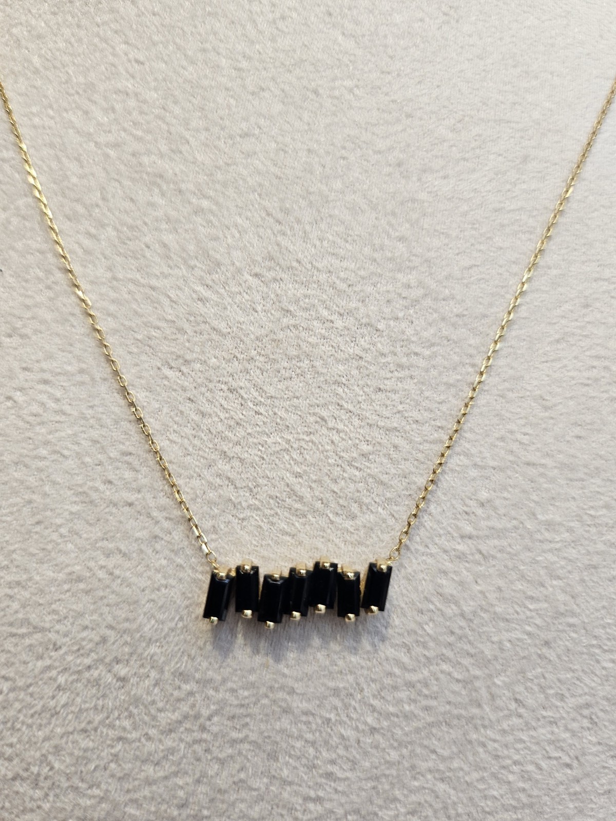 SUZANNE KALAN 14K Yellow Gold with black sapphire necklace. Amalfi series.