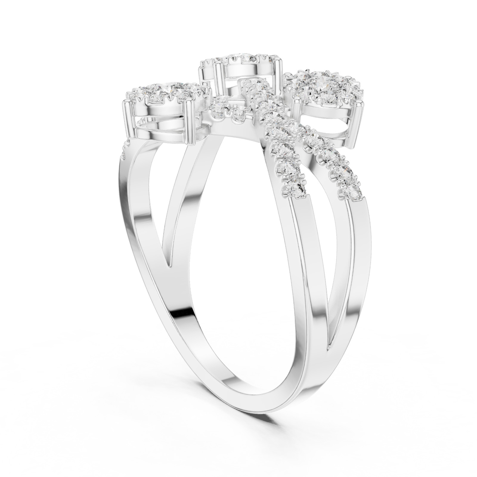 Natural 55 Pc Round Certfied VVS1 White Diamond Wedding Designer Ring 925 Silver