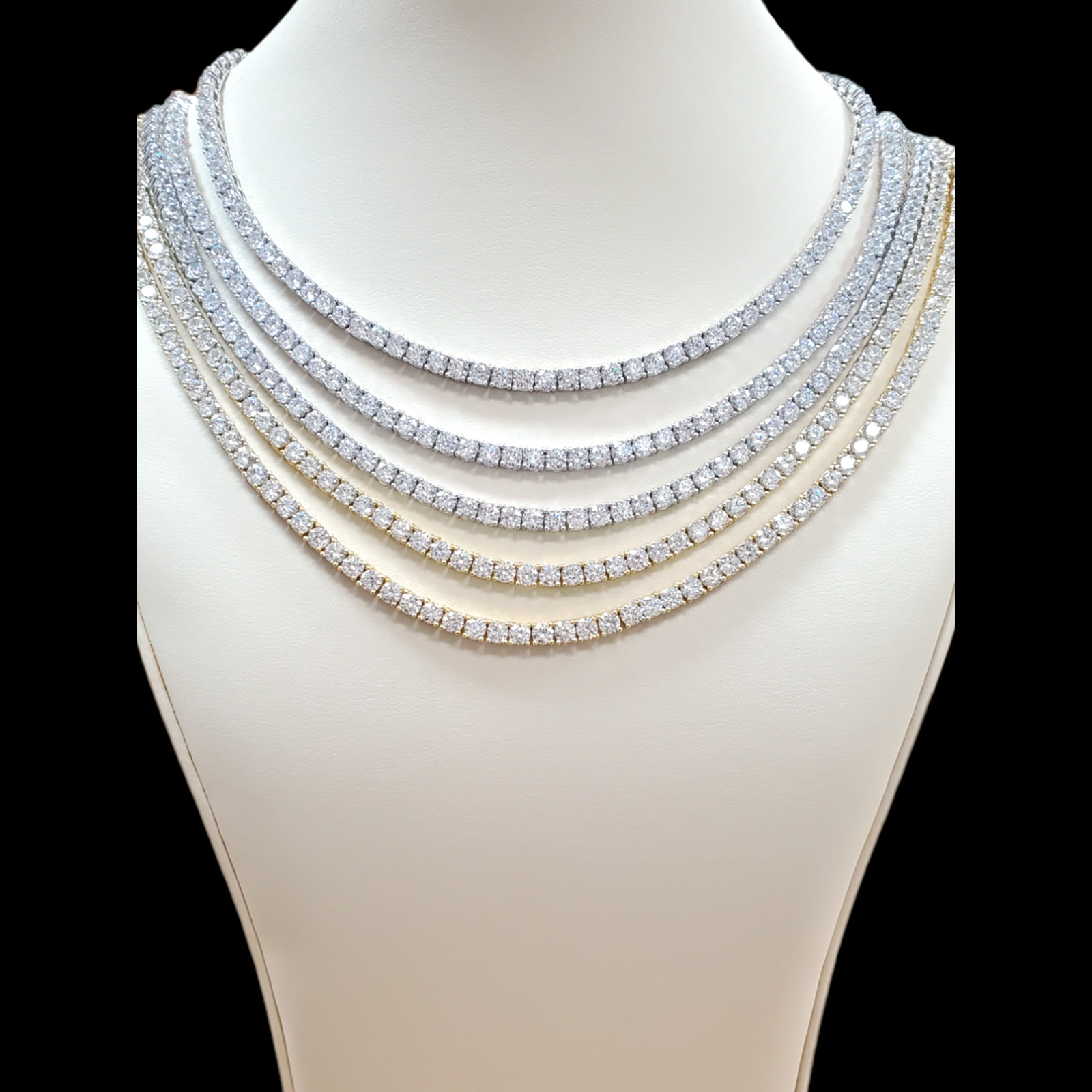 Premium Iced CZ Tennis Necklace Chain VVS1 Clarity 14kt White/Yellow Gold finish