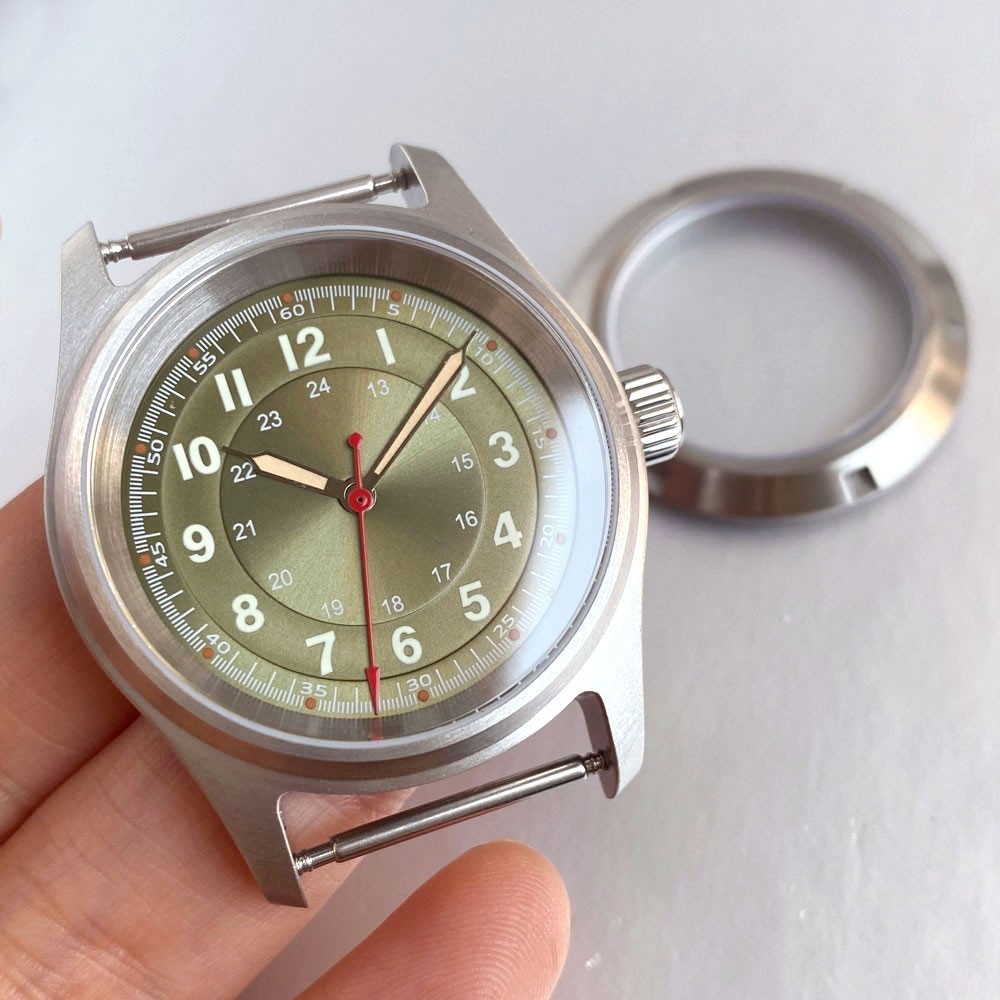 36mm Pilot Watch Case+Dial Set Sapphire Fit NH35 Miyota8215 821A ETA2824 PT5000