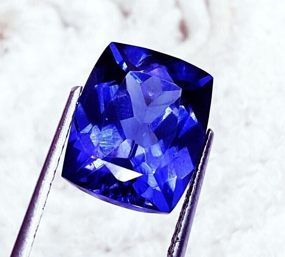 Natural Blue Tanzanite Excellent Cushion Cut Certified 20 Ct Loose Gemstone