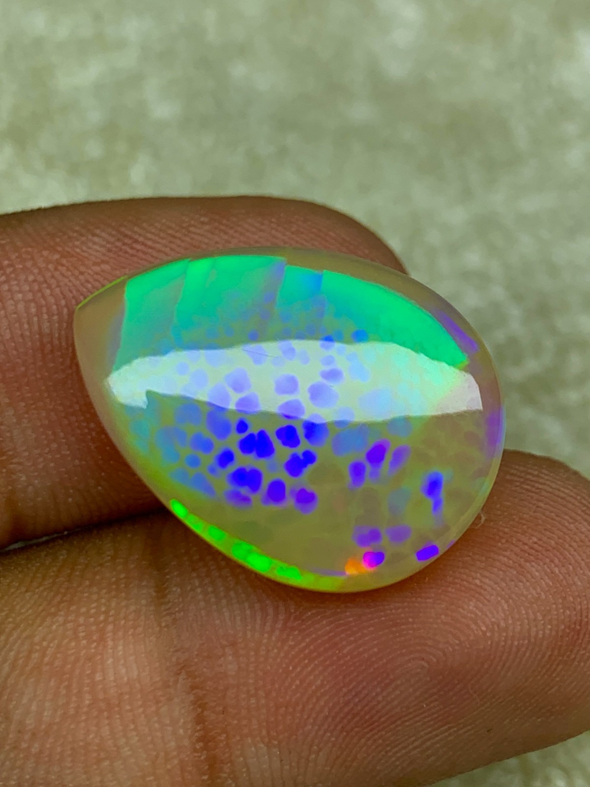 Natural Ethiopian Honeycomb Opal 13.80 Carat Pear Cabochon Collector Grade Gem