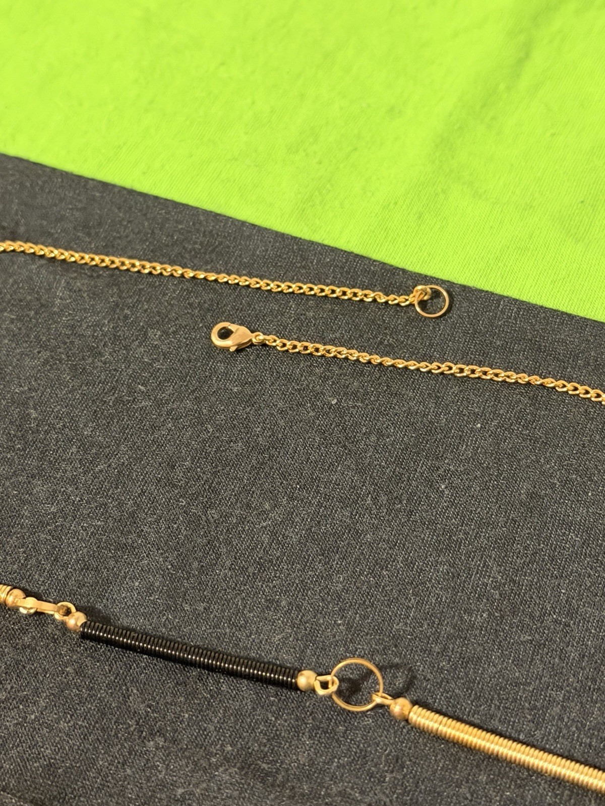 Abstract Gold‑Tone Black Coil Necklace & Earrings Set Modern Industrial Design
