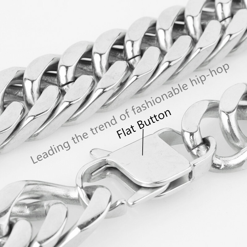 10-17mm Wide Silver Tone/Gold Stainless Steel Curb Cuban Chain Necklace for Men