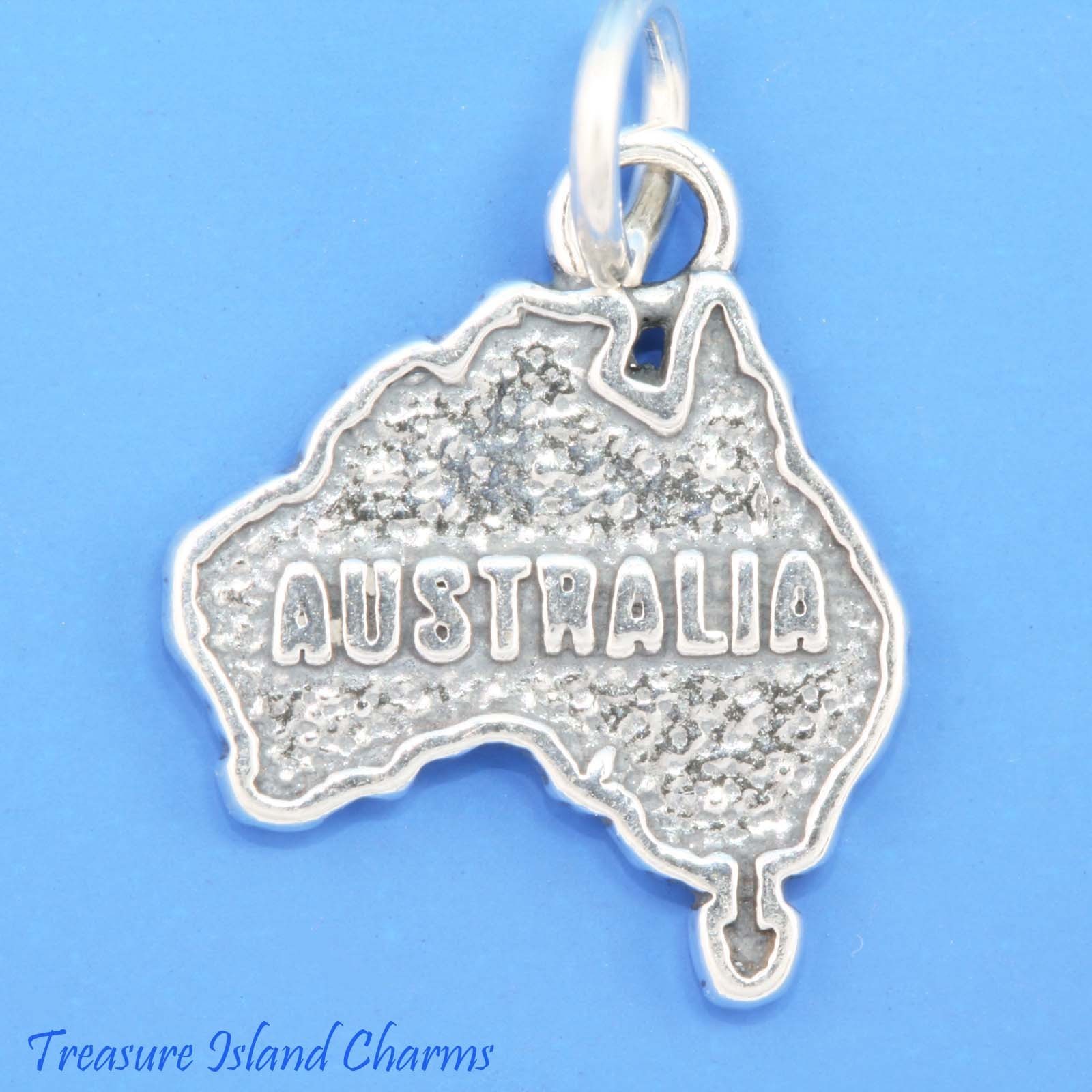 Australia Country Continent Map 925 Solid Sterling Silver Charm MADE IN USA