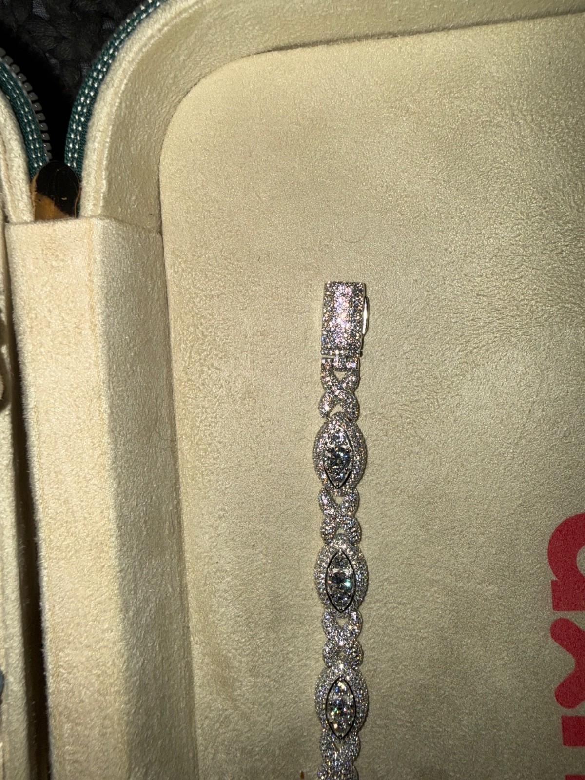 marquise halo tennis bracelet 7” with moissanite 925 Sterling silver stamped