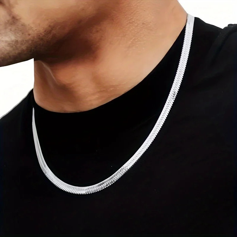 Hip Hop Stainless Steel Width 6mm Flat Snake Chain Choker Waterproof Necklaces C