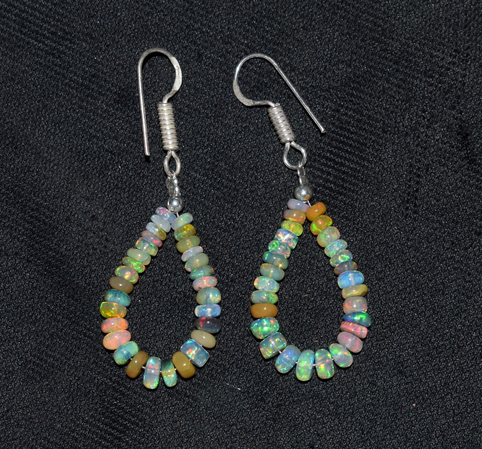 Natural Ethiopian Opal Gemstone Bead Earrings Fire Opal Elegant Drops AF678