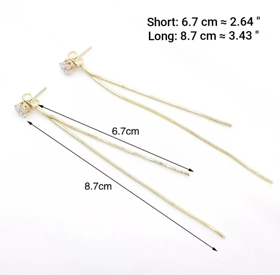 New Fashion Gold Color Long Crystal Tassel Dangle Earrings Women Wedding Drop