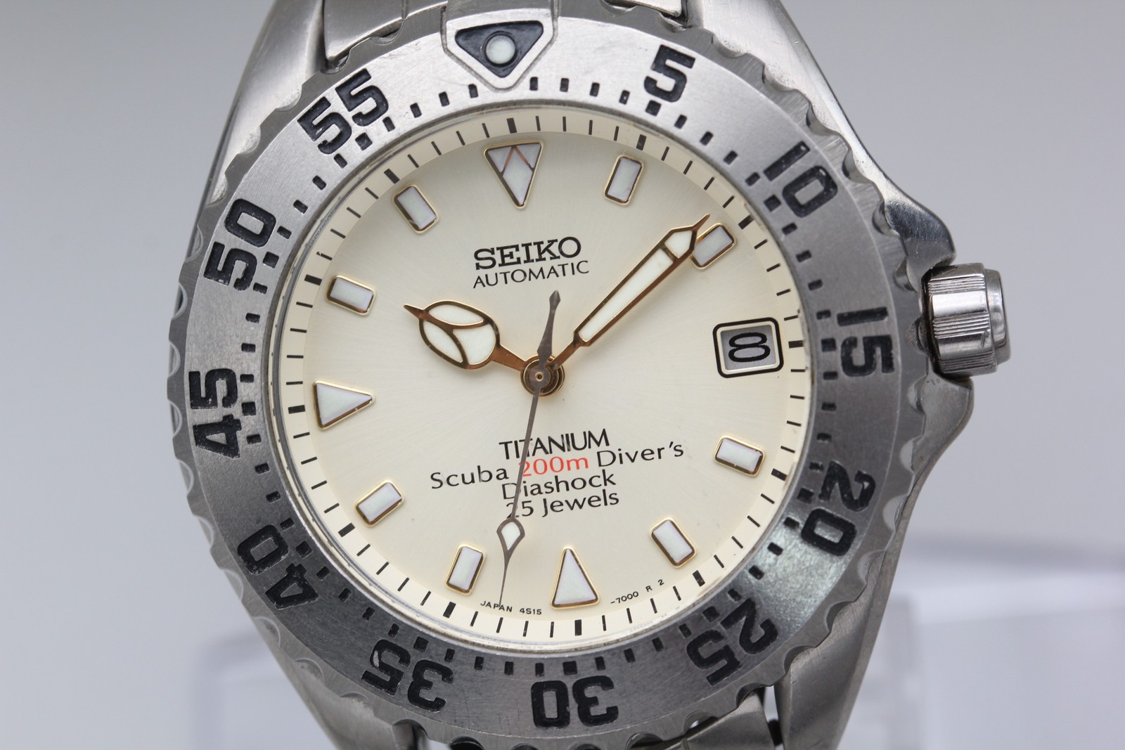 ▶️Vintage【Exc+5】SEIKO Scuba Diver’s 4S15-7000 Ivory Dial Titanium AT Men’s Watch