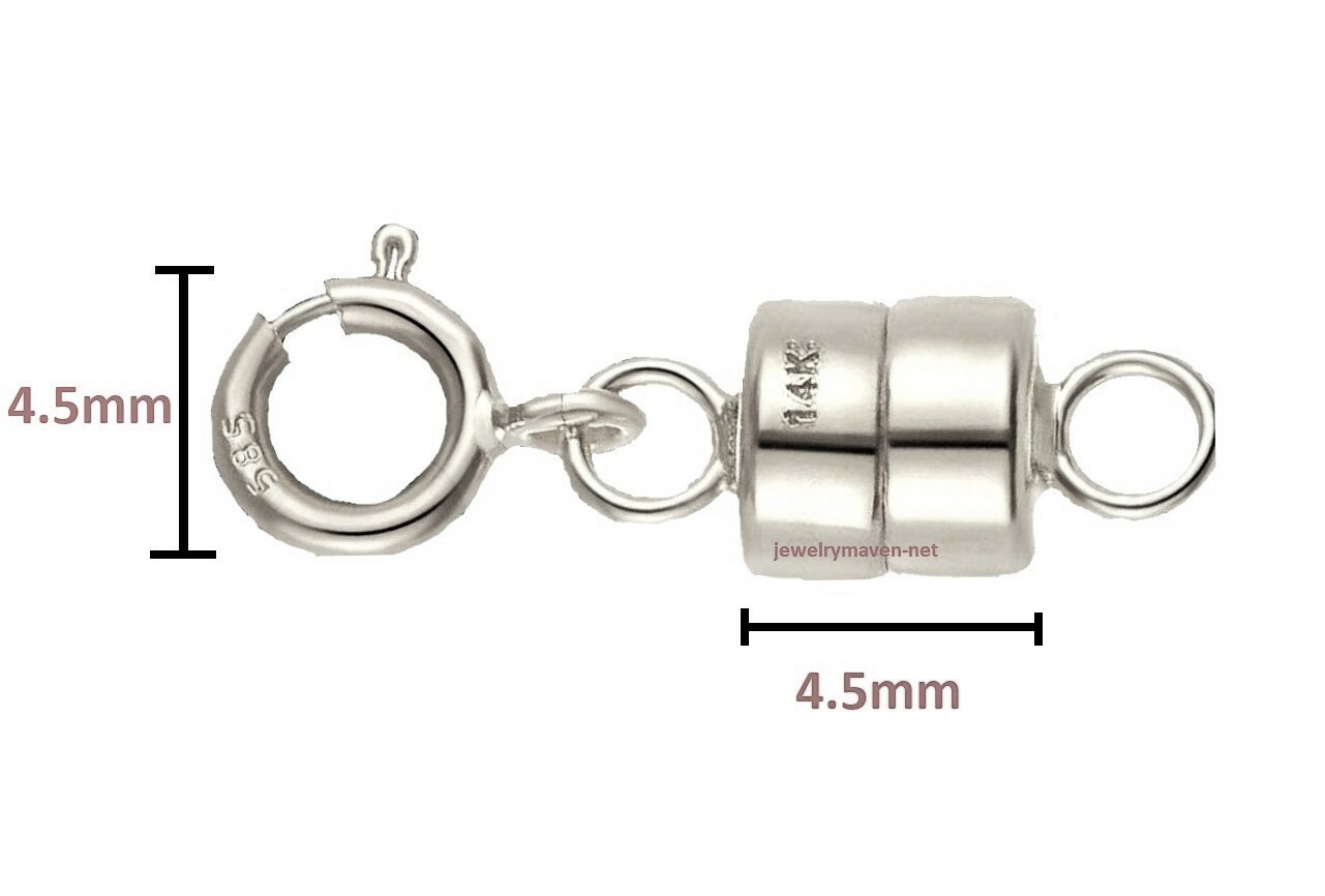 1 each 14k 4.5mm MAGNETIC CLASP WHITE & YELLOW Gold spring ring 1/2″ Extender US