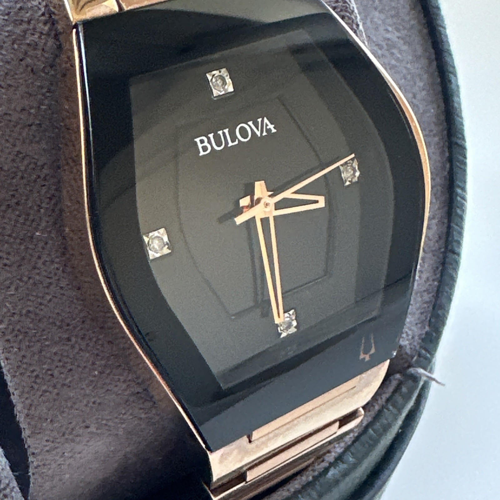 Bulova Gemini Quartz Diamond Black Dial Ladies Watch 97P158