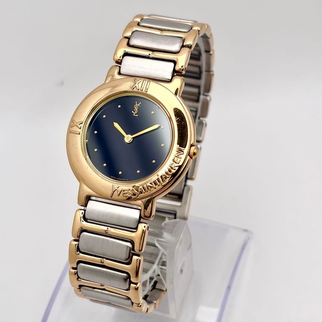 Yves Saint Laurent Boys Quartz Watch Black Dial Gold Combination Japan 0713150