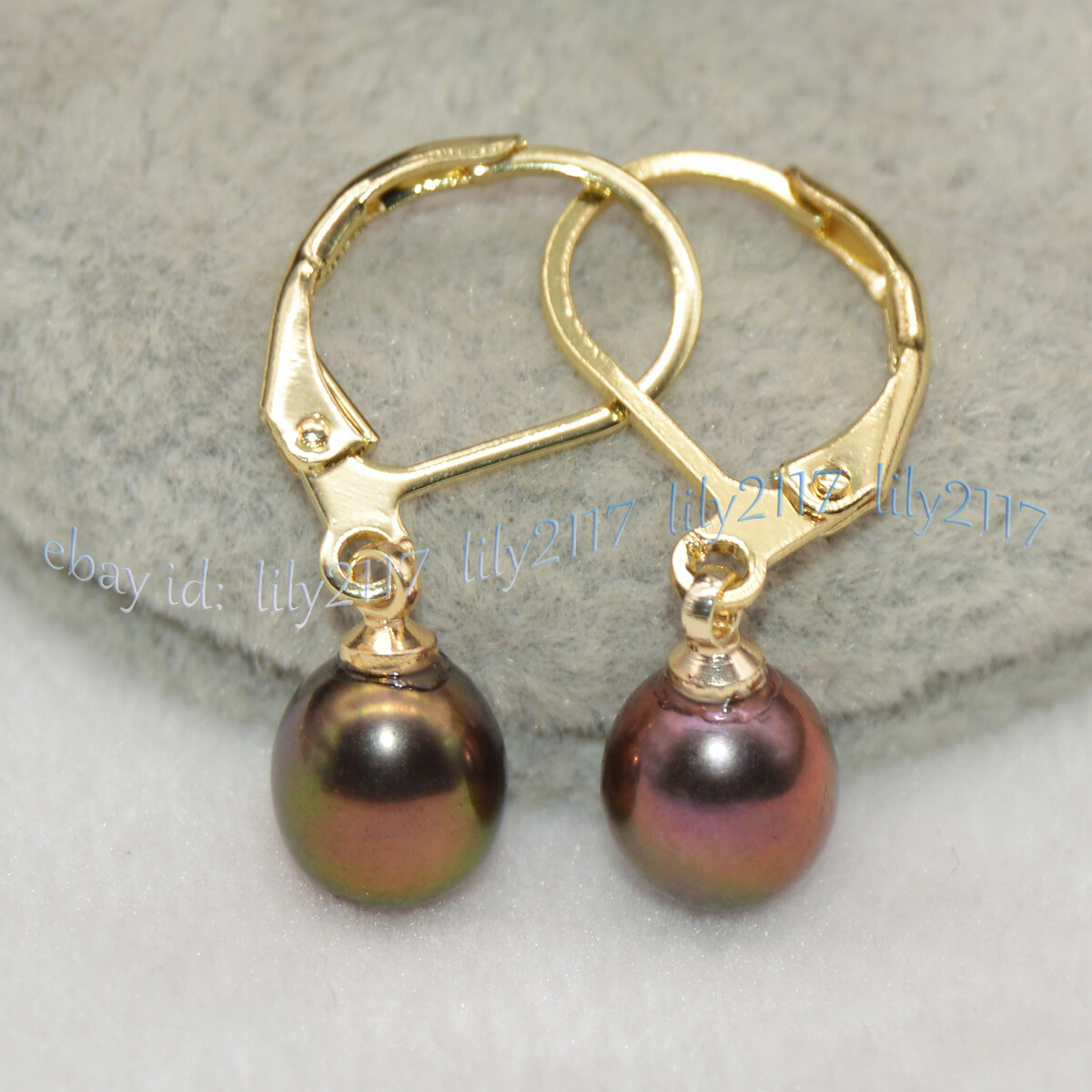 Multicolor 7-8mm Natural Freshwater Rice Pearl Dangle Gold Leverback Earrings