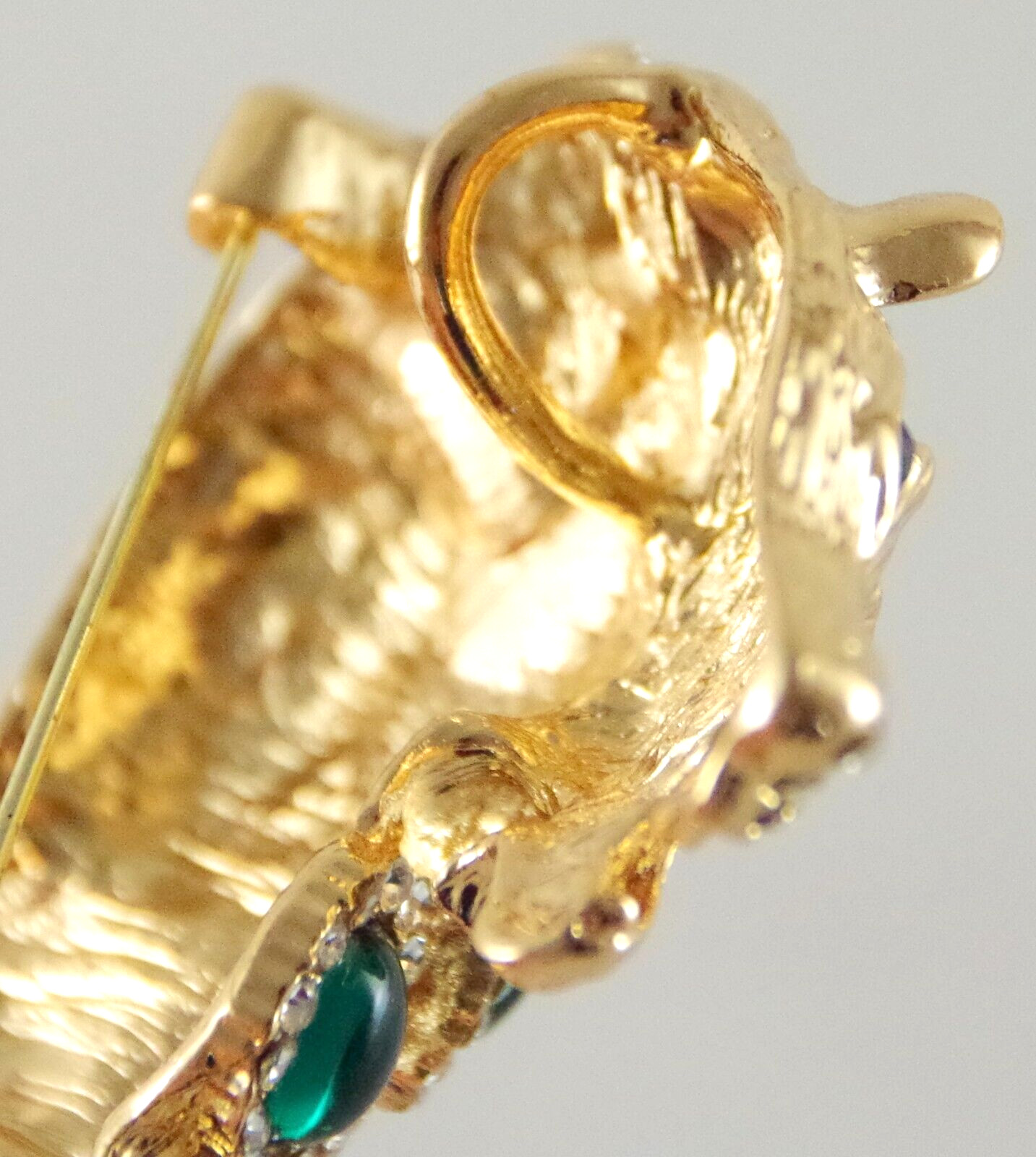 BIG 3″ NWOT UNSIGNED KENNETH JAY LANE STYLE RHINESTONE LION CAT PENDANT BROOCH