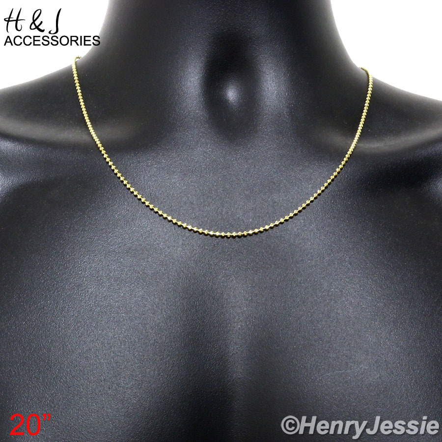 925 STERLING SILVER 18-30″X2MM GOLD PLATED BEAD CHAIN CZ DOG TAG PENDANT*GP164