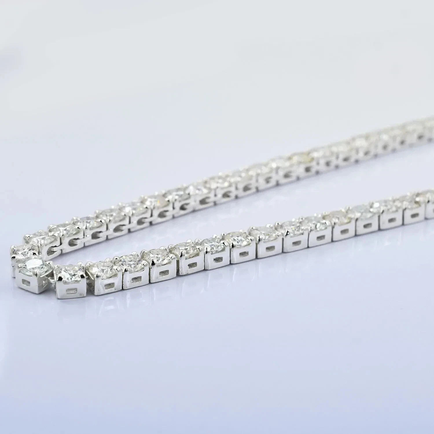 17CT Gorgeous 18 inches White Diamond Tennis Necklace 14K White Gold Plated