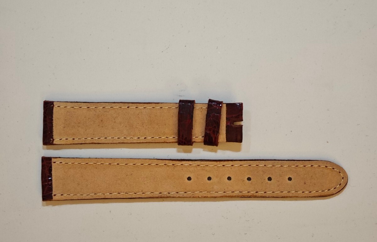 Vintage 16mm Regular Thin Burgundy Brown Crocodile ? Strap Suits Patek 16×14