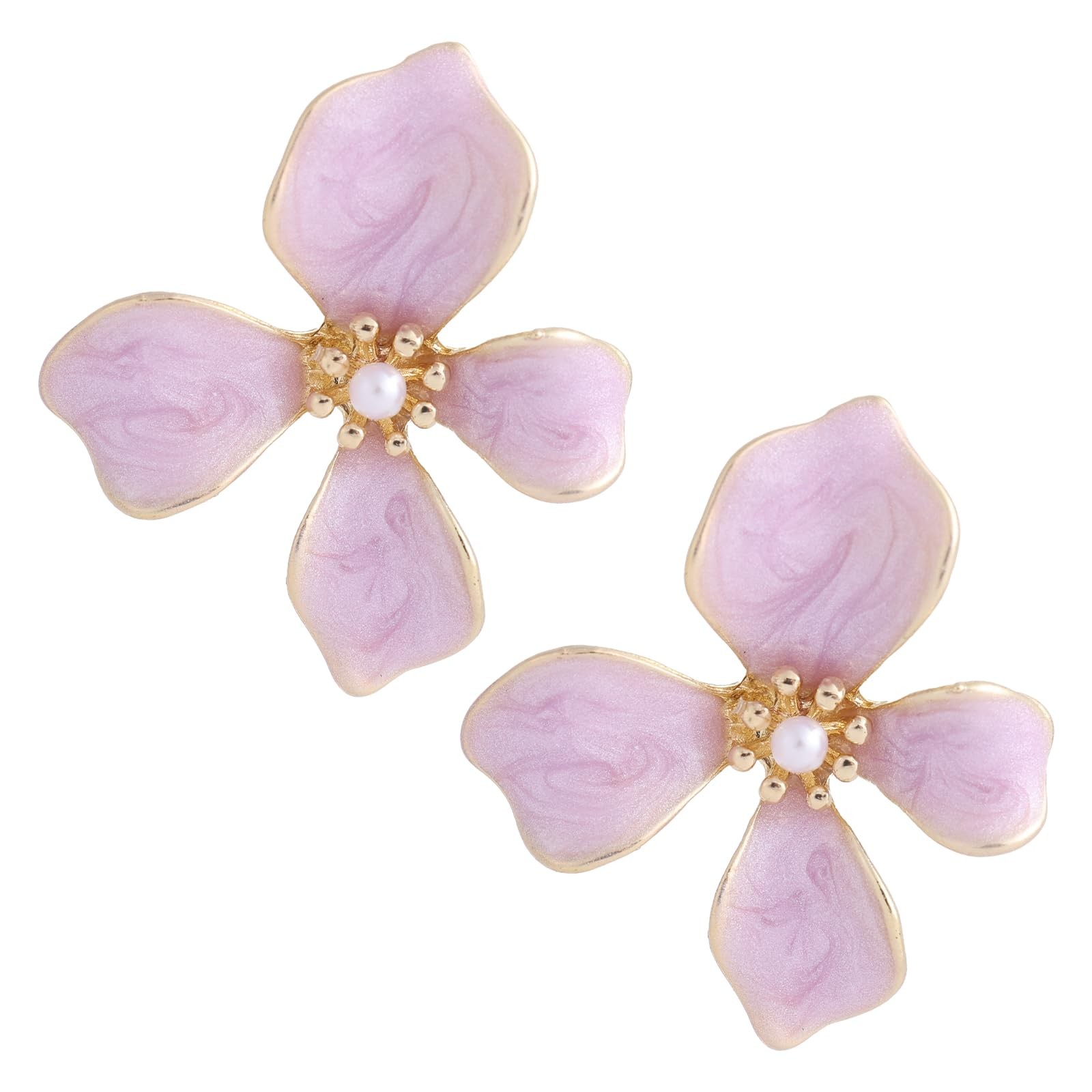 Flower Stud Earrings, Small Irregular Petal Medium, as shown in the picture