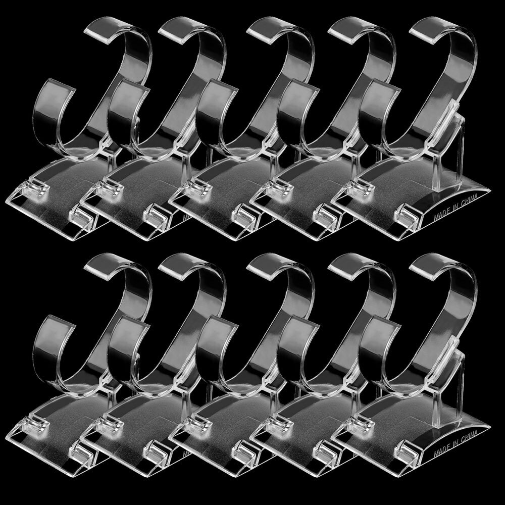Wholesale Clear Plastic Wrist Watch Display Stand Holder Bracelet Racks Showcase