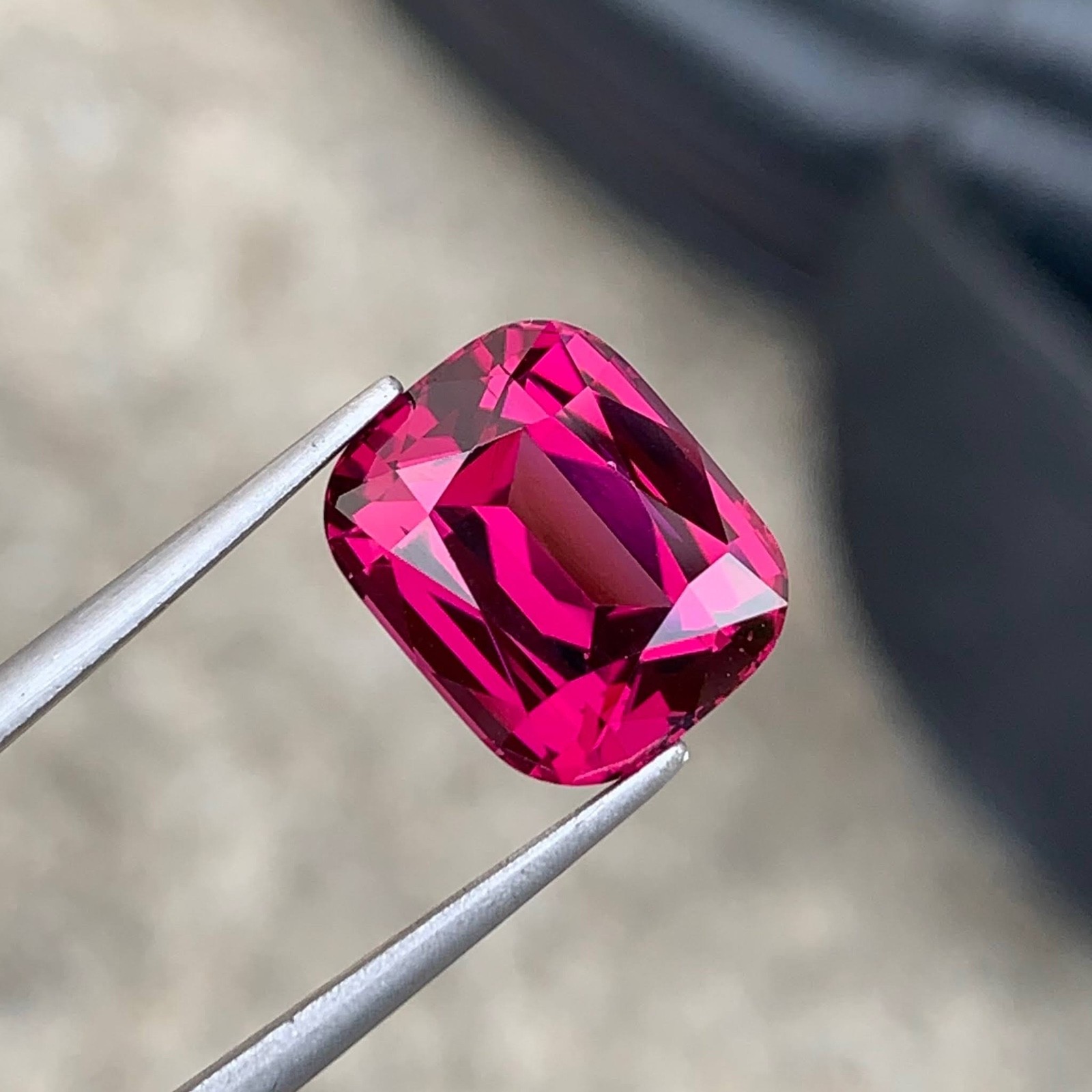6.18 Carats Natural Bright Rose Pink Garnet Cushion Cut From Tanzania