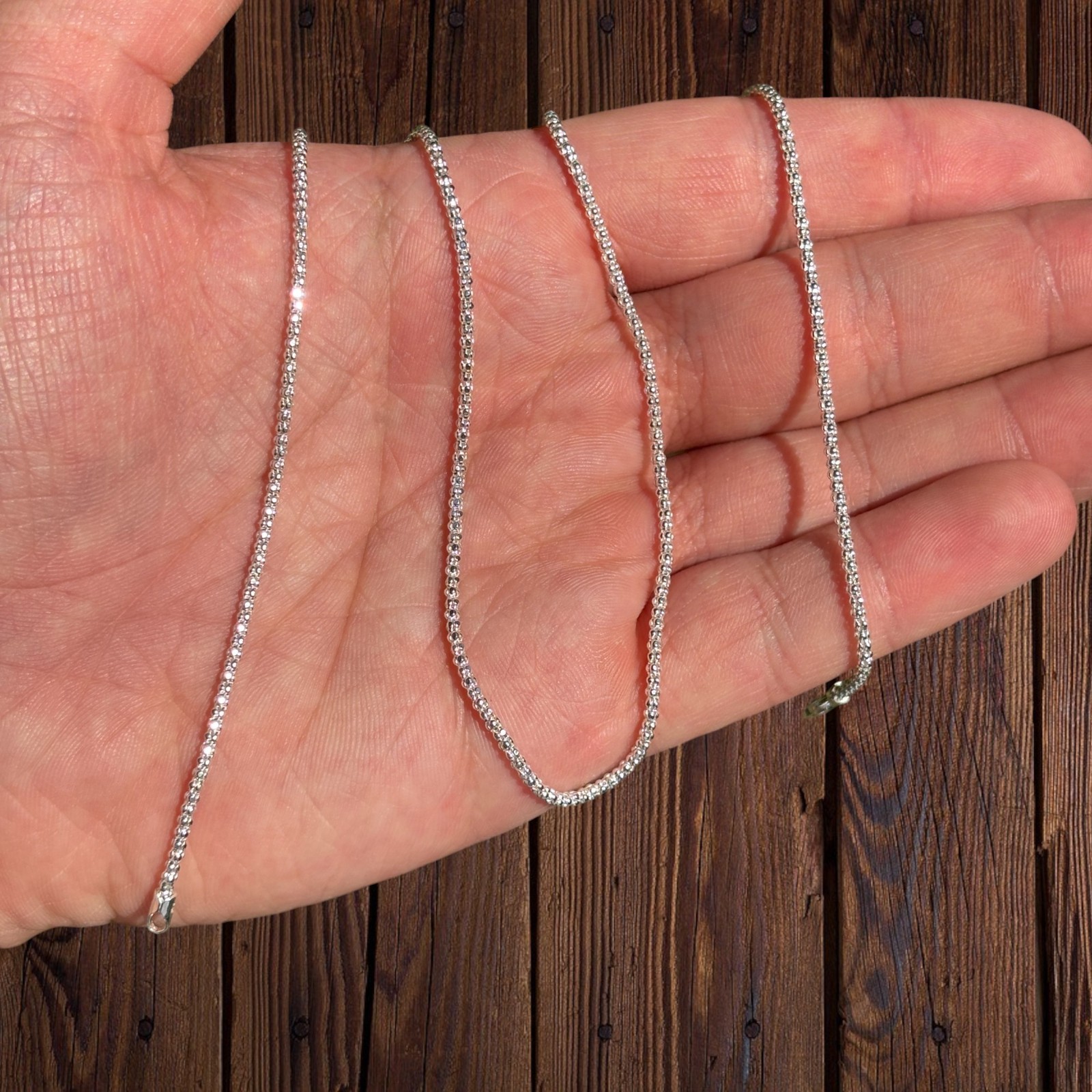 2mm Popcorn Link Chain Necklace – Real Solid 925 Sterling Silver MADE IN ITALY
