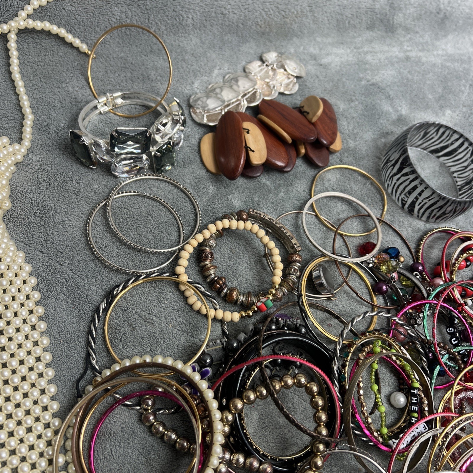 Mixed Lot Bangle Wrap Cuff Stone Bead Bracelets Multicolor Wearable