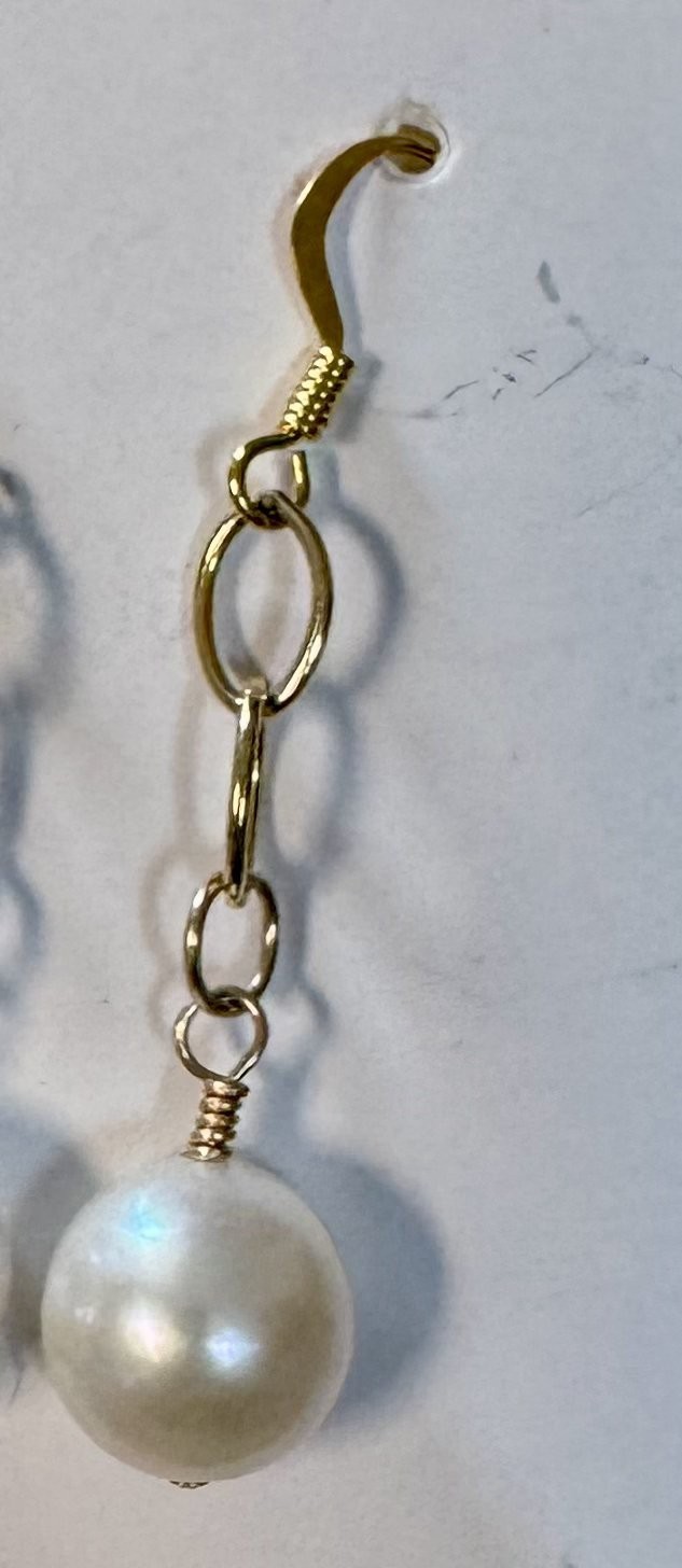 Handcrafted Earrings USA Artist Gold filled Genuine Cultured Freshwater Pearls