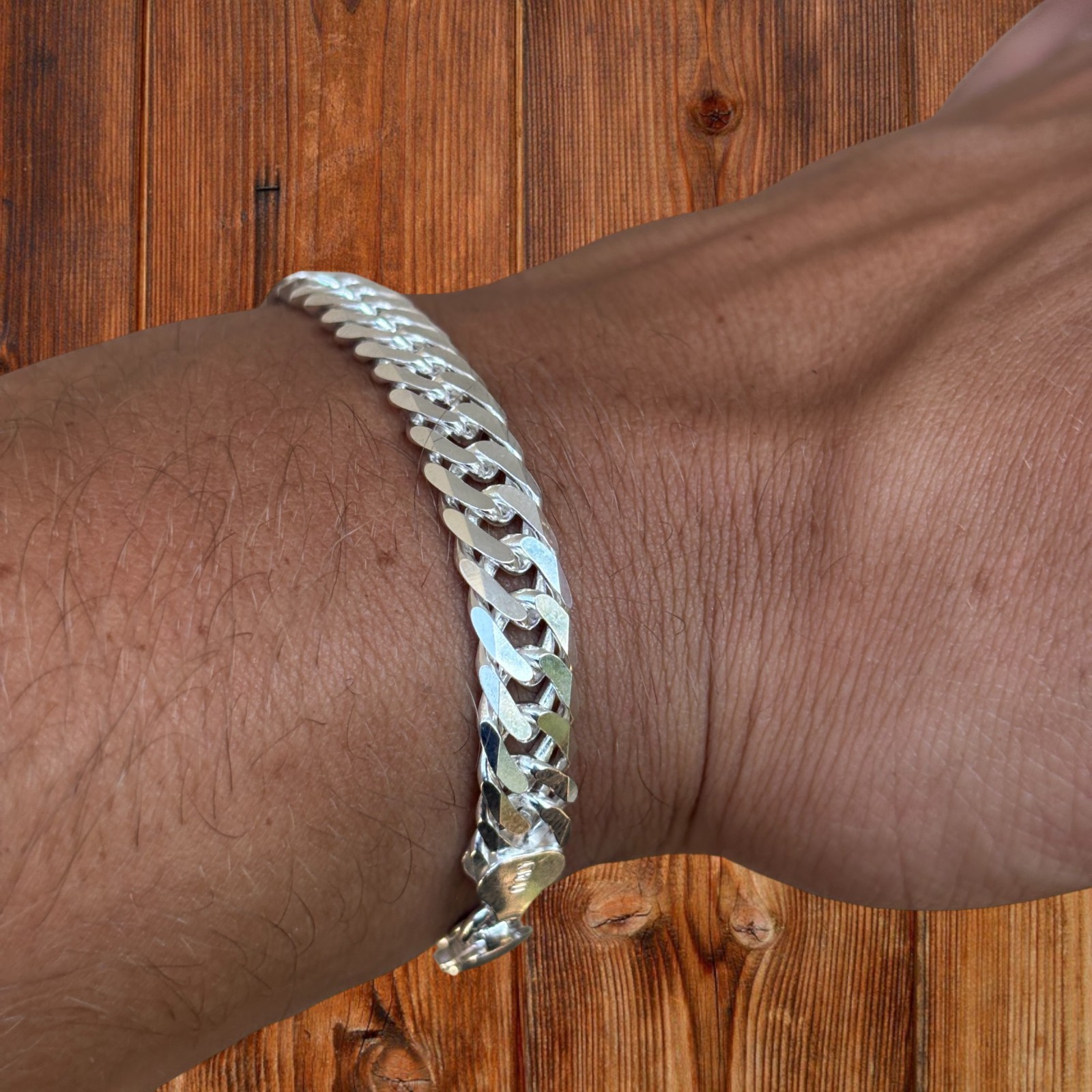 8mm Double Curb Link Bracelet – Real Solid 925 Sterling Silver MADE IN ITALY