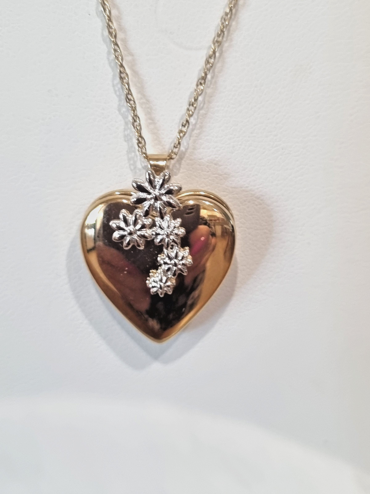 Vintage 14k White Yellow Gold Fill Heart Locket Chain USA made See Video c1990s