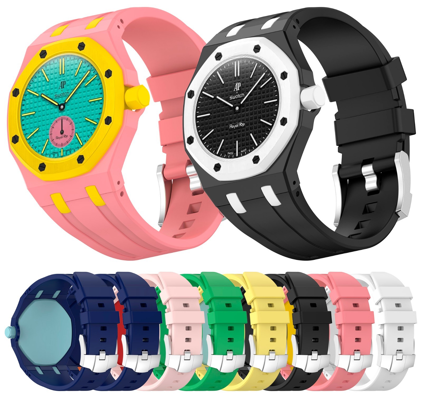 Strap For Swatch x AP Royal POP Silicone Watch Case, Changer To Wristwatch