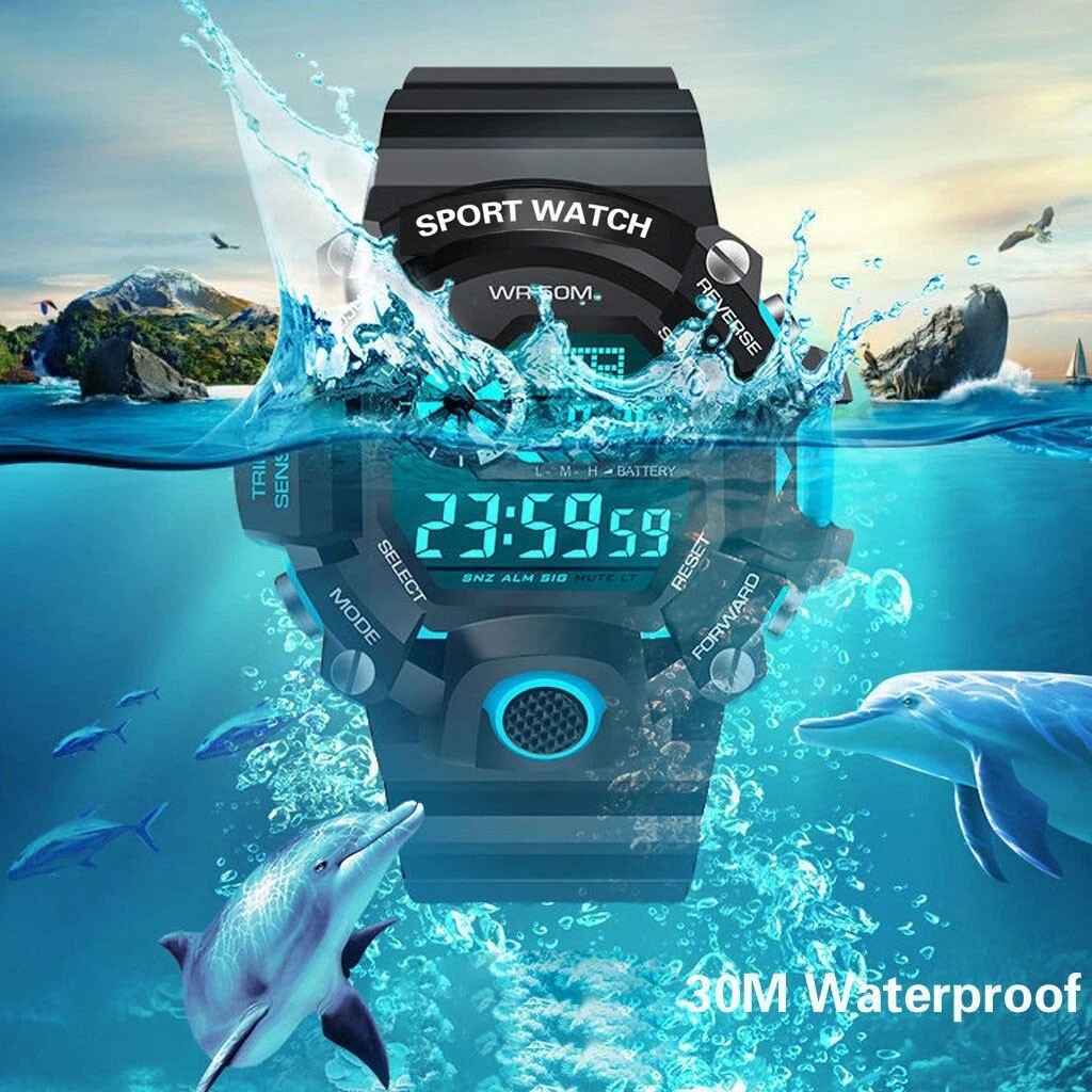 Men Waterproof Digital Sports Watch Military Tactical LED Backlight Wristwatch