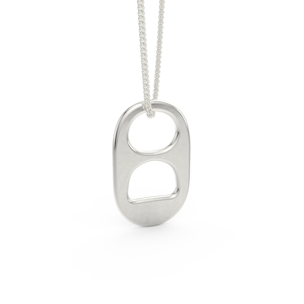 Sterling .925 Silver Soda Tab Pendant Charm & Free Chain