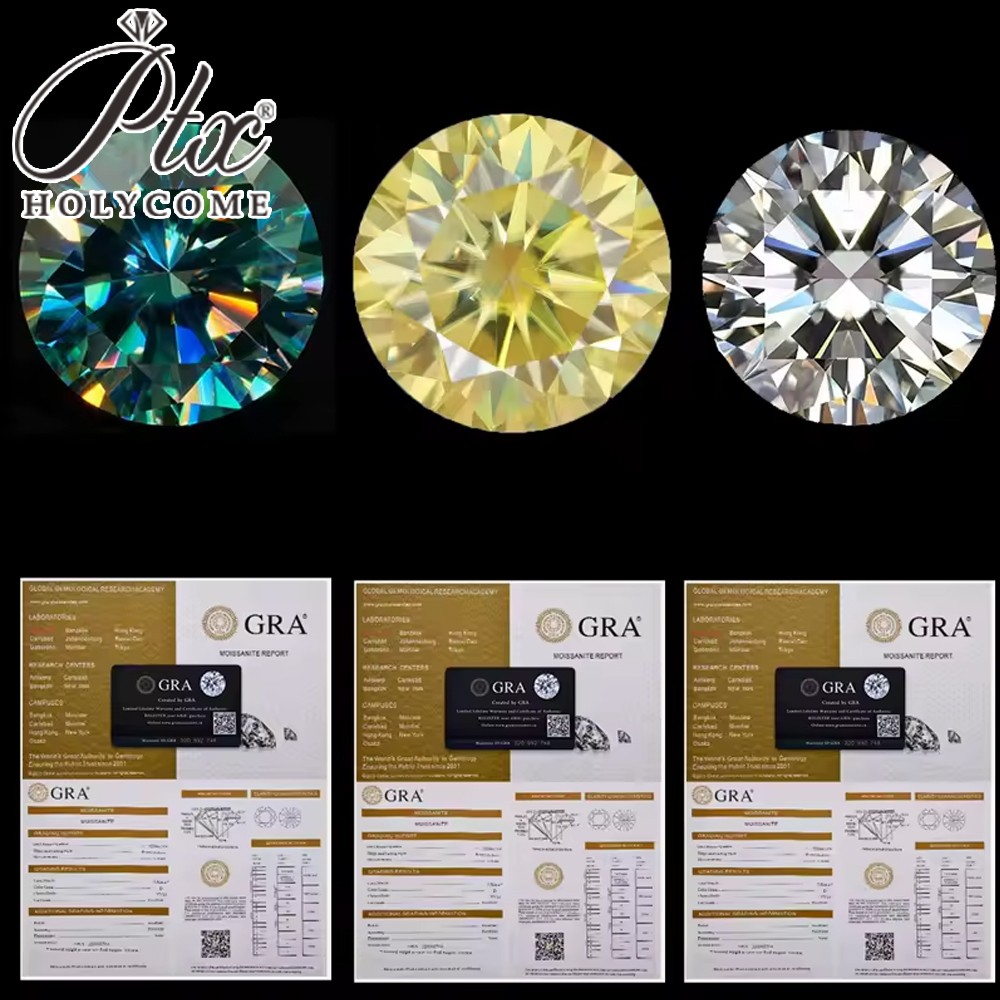 Round 0.1-10ct Moissanite Loose Stones Colorful VVS Gemstones for Jewelry Making
