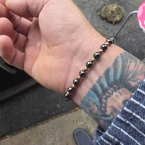 2PCS High Quality Copper Magnetic Hematite 4mm Beads Bracelet Healing Protective