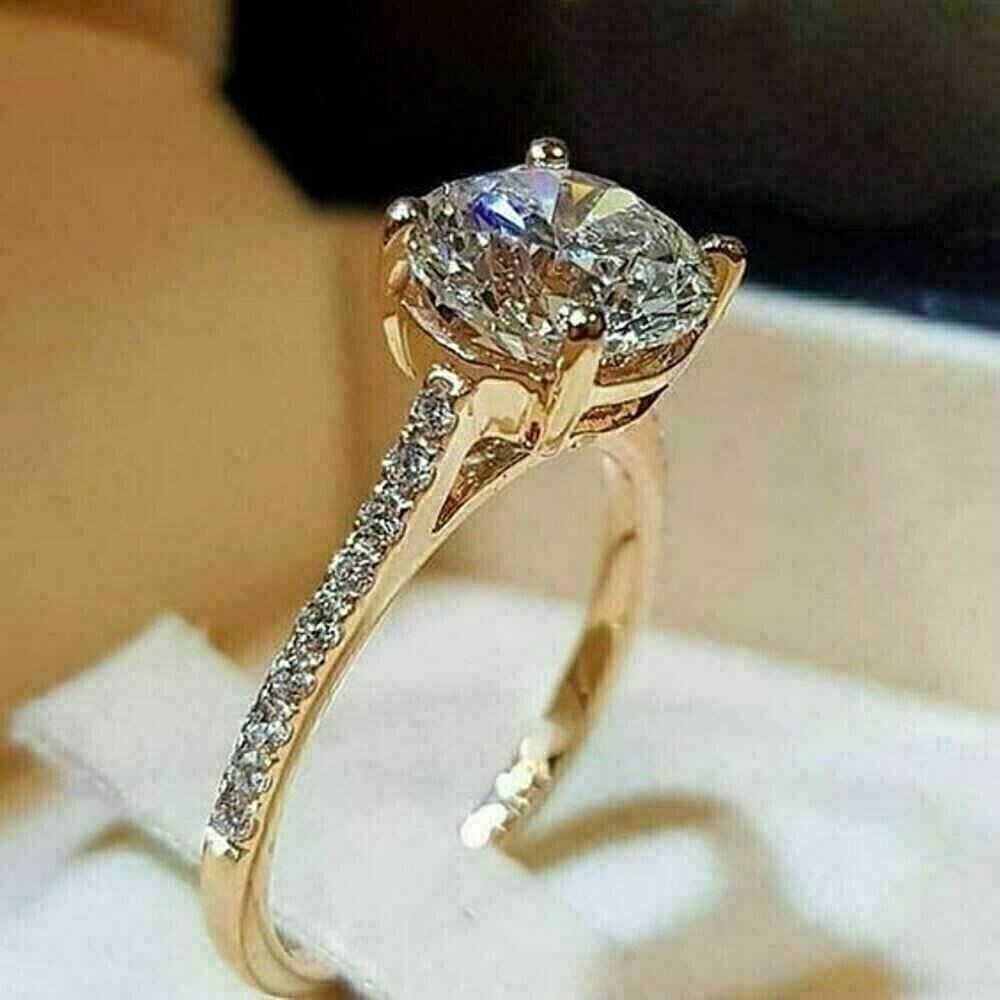 2.50Ct Round Cut Lab-Created Diamond Women’s Engagement Wedding 14K Gold FN Ring