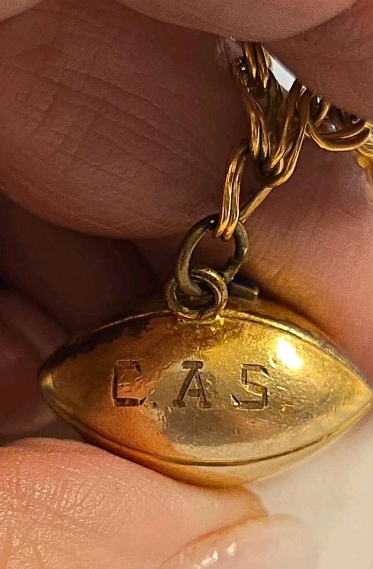 1940s & 1950s 12K GF Spartan Charm Bracelet Gold Football Basketball GTE Charm