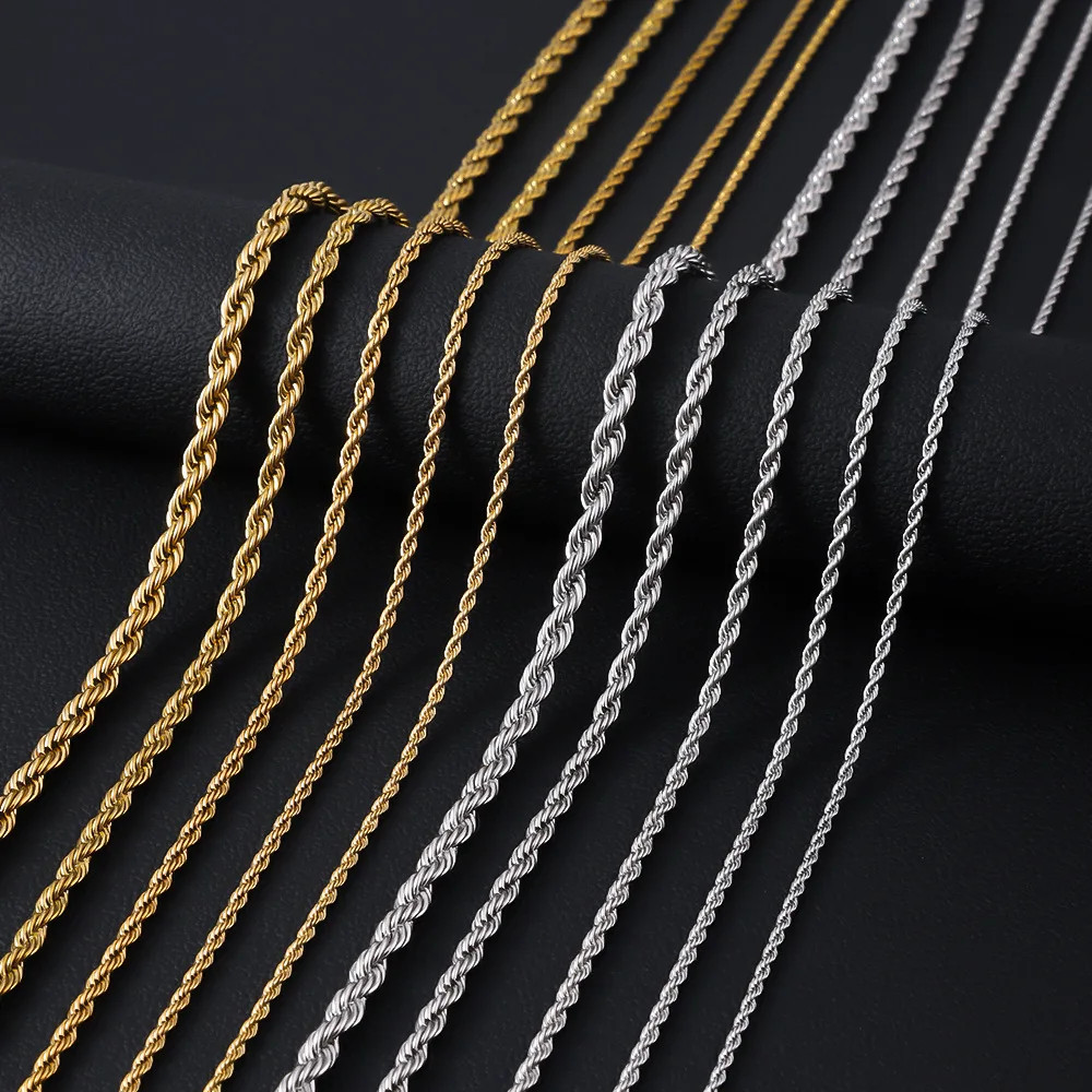 2/3/4/5/6 MM Rope Chain Necklaces For Men Women Twisted Sigapore Links Choker Ba