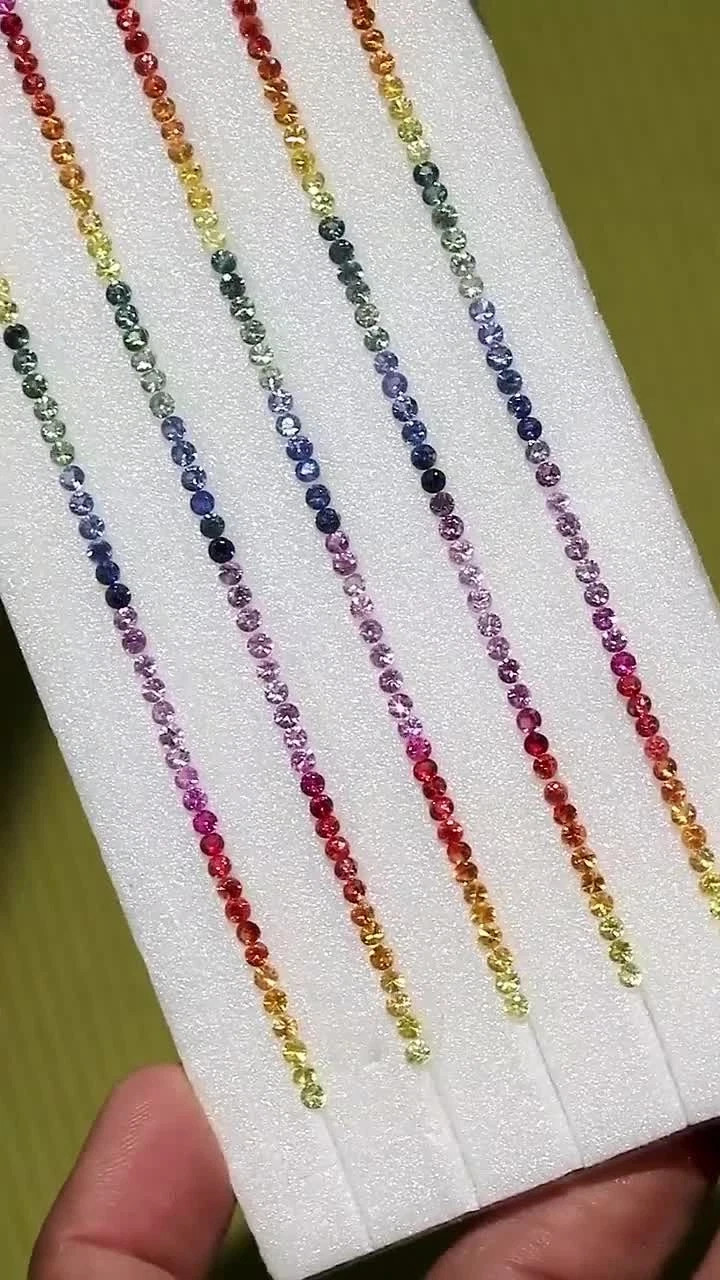 Rainbow Sapphire Color Gradation 2mm Round Set for Bracelet Amazing Design 1 pcs