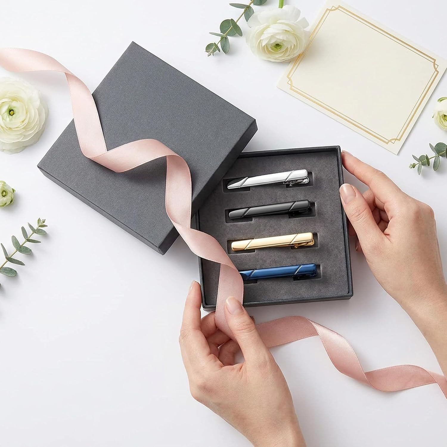 Tie Clips for Men, Black Gold Blue Silver Tie Bar Set for Regular Ties, …