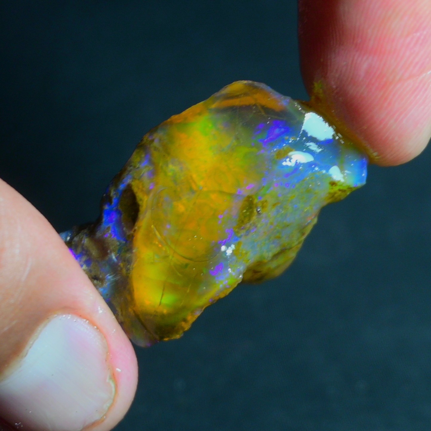 Stunning Multi Fire Natural Ethiopian Oil Opal Rough 51.00 Cts Raw Opal Specimen