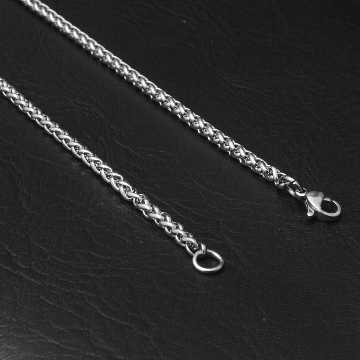 5pcs/lot 2.5/3/4/5/6mm Stainless Steel Wheat Braided Chain Necklace Mens Jewelry