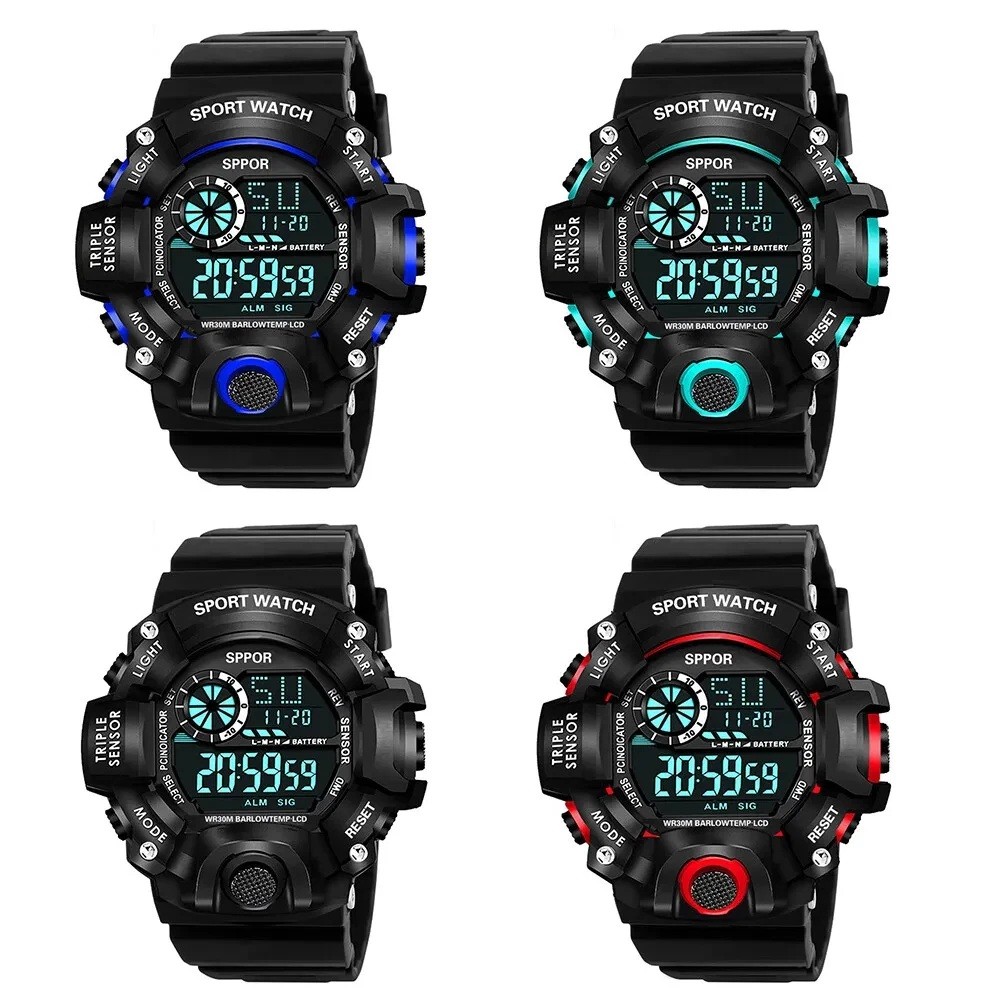 Men Waterproof Digital Sports Watch Military Tactical LED Backlight Wristwatch